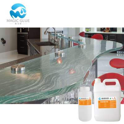 High Crystal Polish Hard No Bubble 2 Part Chemical AB Adhesive For Countertop Surface Coating